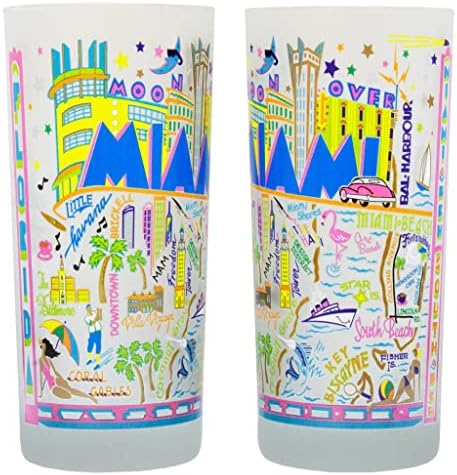 Catstudio Miami כוס שתייה | יצירות אמנות בהשראת גיאוגרפיה מודפסות על כוס חלבית
